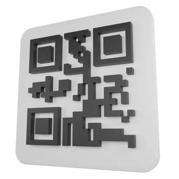 QR code clipart flat design icon isolated on transparent background, 3D render digital symbol and online shopping concept png