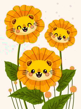 Cute Sunflower Lion Illustration vector