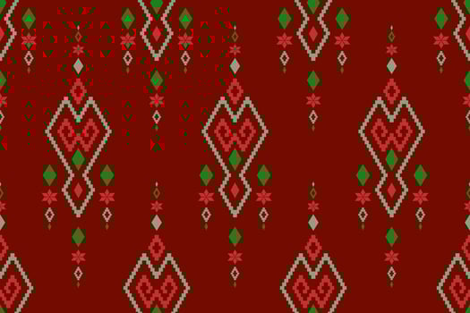 Red traditional ethnic pattern paisley flower Ikat background abstract Aztec African Indonesian Indian seamless pattern for fabric print cloth dress carpet curtains and sarong vector