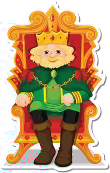 Cartoon King Sitting On Throne vector