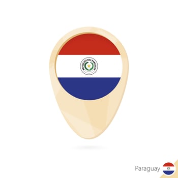 Map pointer with flag of Paraguay. Orange abstract map icon. vector
