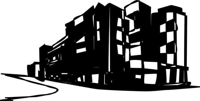 black and white city skyline vector