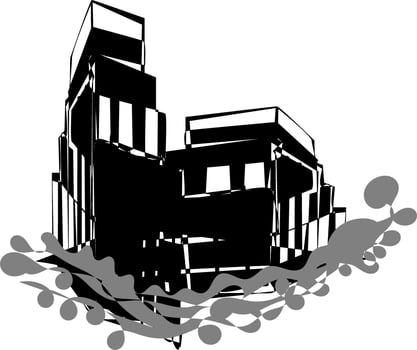 black and white city skyline vector