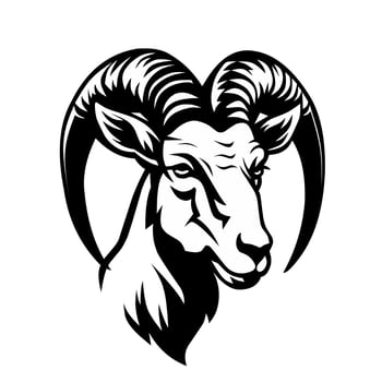 black and white goat illustration design on a white background vector