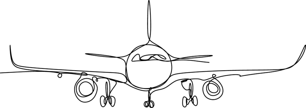 One line art. continues line art. illustration of a airplane vector