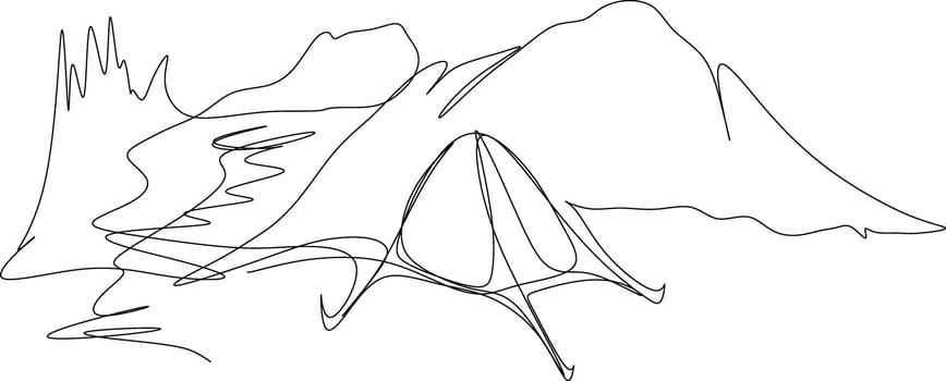 The illustrations and clipart. hand-drawn illustration of a mountain and trees vector