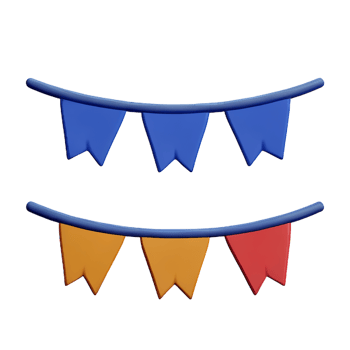 bunting 3d rendering icon illustration png
