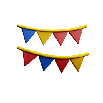 bunting 3d rendering icon illustration png