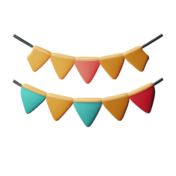 bunting 3d rendering icon illustration png