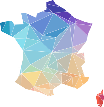 colorful abstract low polygonal of france map. png