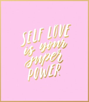 Self love is your super power. Hand written inspirational lettering. Motivating modern calligraphy. Inspiring hand lettered quote. Motivational girl self-esteem quote. vector