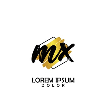MX Initial Brush In Circle Frame Template Design vector