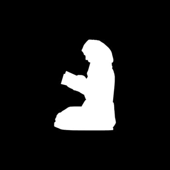 Silhouette of the Woman Moslem or Muslim Reading Al Quran or Koran. Format PNG vector