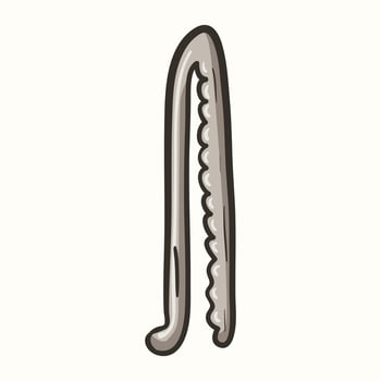 Isolated doodle illustration of a metal hairpin or hair clip. vector