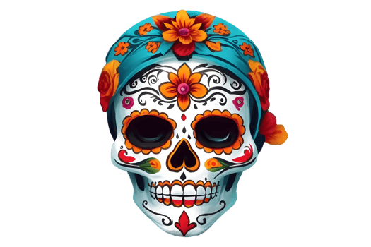 Ai generative La Catrina, mexican skull, isolated on transparent background, Day of the dead, dia de los muertos png