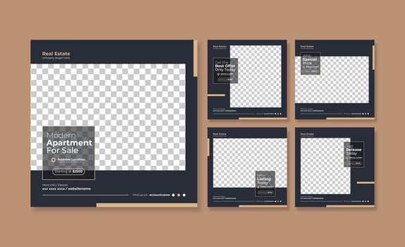 Minimalist apartment social media post template vector