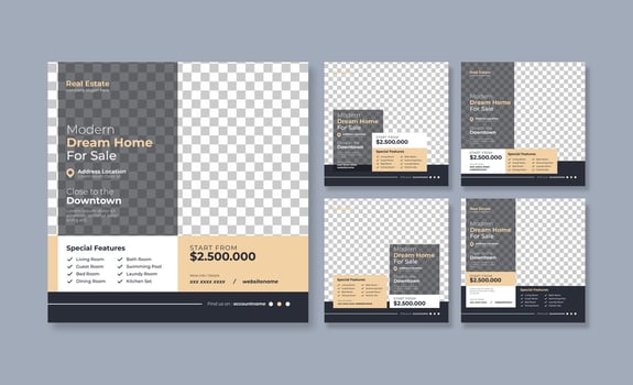 Minimalist apartment social media post template vector