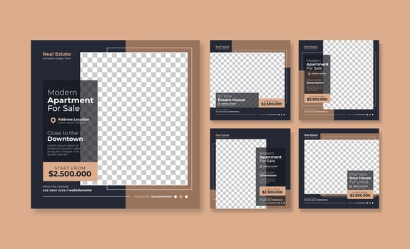 Minimalist apartment social media post template vector