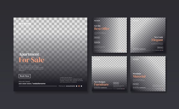 Real estate social media post template vector