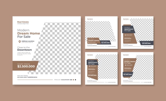 Minimalist apartment social media post template vector