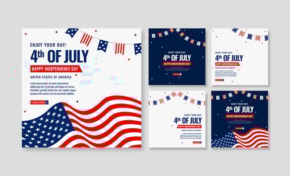 4th of july independence day social media post template vector