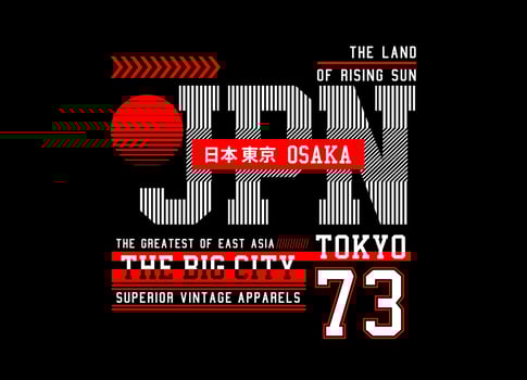 Japan typography design, for print on t shirts etc. vector