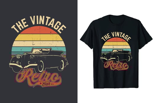 Retro Car T-Shirt Design. Vintage cars t-shirt graphic. Old classic car vector tshirt template.