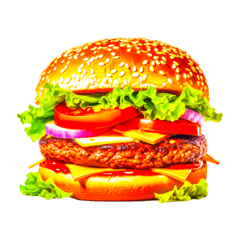 Hamburger With Juicy Beef Burger Cheese Tomato Generative Ai png