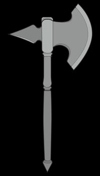 Fullcolor Medieval Axe Vector Weapon. Vector Hand Drawn Illustration Isolated On Black Background.