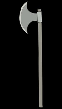 Fullcolor Medieval Axe Vector Weapon. Vector Hand Drawn Illustration Isolated On Black Background.
