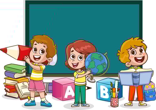 vector illustration of Education Concept With Funny School Child
