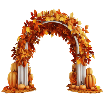 Autumn theme arched entrance AI generative png