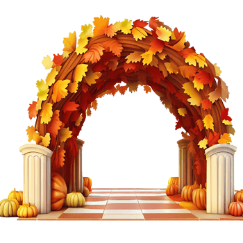 Autumn theme arched entrance AI generative png