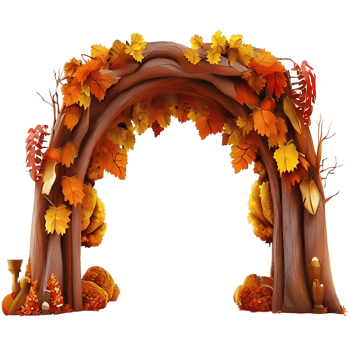 Autumn theme arched entrance AI generative png