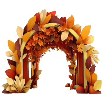 Autumn theme arched entrance AI generative png