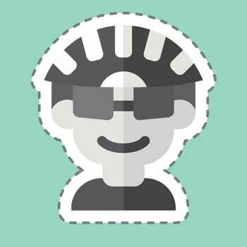 Sticker line cut Cyclist related to Bicycle symbol. simple design editable. simple illustration vector