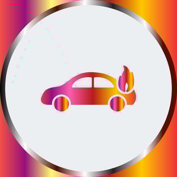 Unique Car on Fire Vector Icon