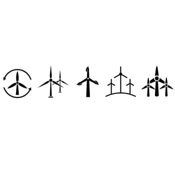 Wind energy icon vector set. Windmill illustration sign collection. Wind power plant symbol. Alternative energy logo.