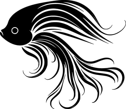 Fish - Black and White Isolated Icon - Vector illustration