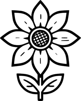 Flower - Black and White Isolated Icon - Vector illustration