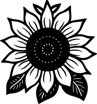 Flower, Black and White Vector illustration