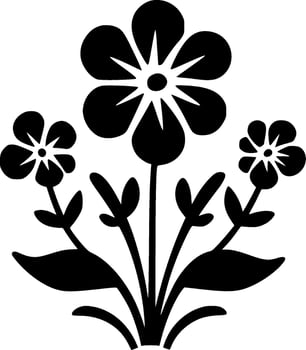 Flowers - Black and White Isolated Icon - Vector illustration