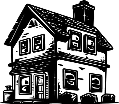House, Black and White Vector illustration