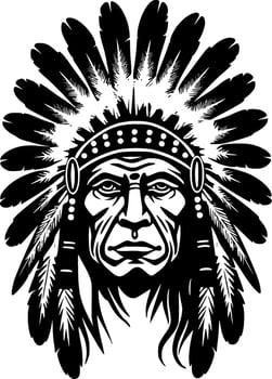Indian Chief - Minimalist and Flat Logo - Vector illustration