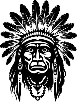 Indian Chief - Minimalist and Flat Logo - Vector illustration