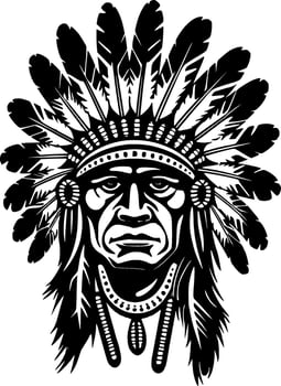 Indian Chief - Minimalist and Flat Logo - Vector illustration