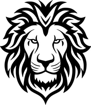 Lion, Black and White Vector illustration