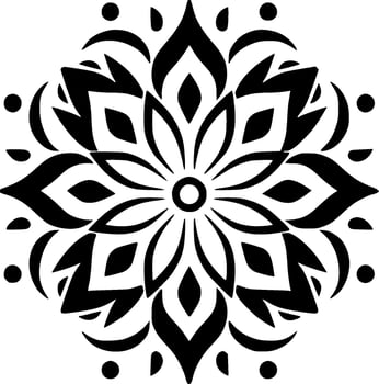 Mandala, Black and White Vector illustration