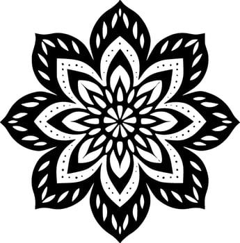 Mandala - Black and White Isolated Icon - Vector illustration