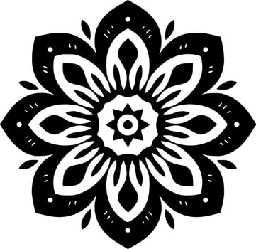 Mandala, Black and White Vector illustration